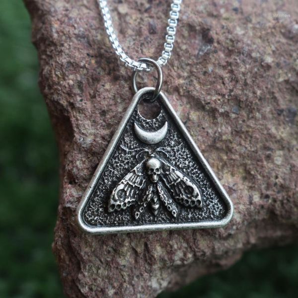 

12pcs wicca death's head hawkmoth moon moth necklace women gift amulet1, Silver
