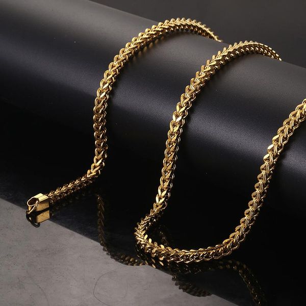 

chains 4*600mm stainless steel franco chain necklaces gold silver color men hip hop rock jewelry