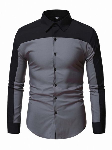 

men two tone button up shirt p5oz#, White;black