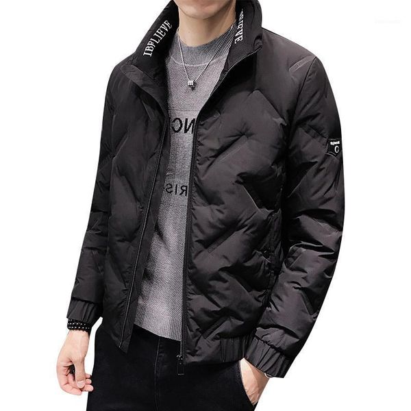 

2020 new 80% white duck down jacket winter large size stand-up collar slim thick warm coat clothes male cold resistance1, Black