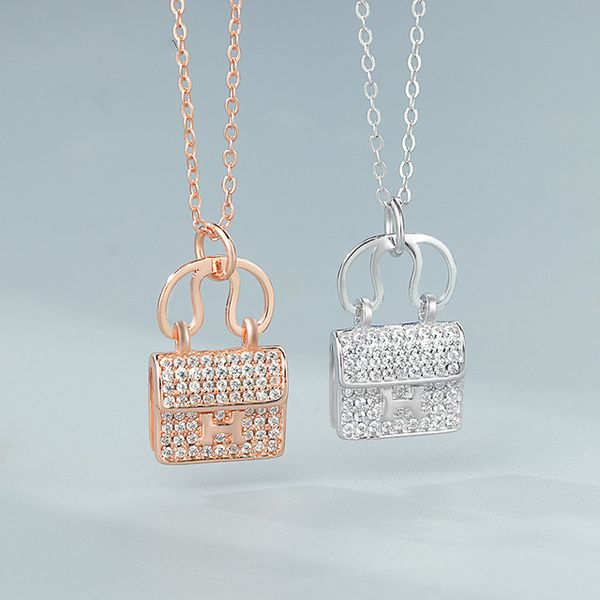 

новый стиль стерлингового серебра h письмо мешок ожерелье микро украшенная сумка сумка подвеска кливицы цепи мода творческие ювелирные издел, Silver