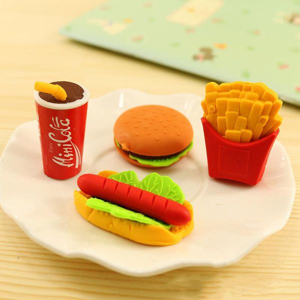 

3pcs creativity burger erasers for kids novelty students stationery pencil eraser removable rubber school supplies h bbytmt