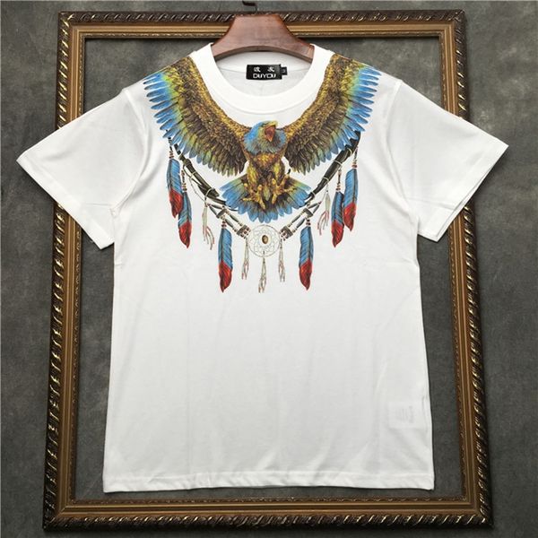 

men's 100% cotton eagle print straight fit short-sleeved t-shirt mens wear basic| 2191001519 c813, White;black