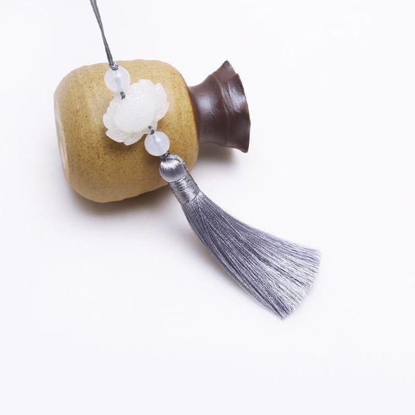 

2pcs white jade lotus tassel fringe diy garments materials key bag phone bookmark tassel pendant hand make embellissements craft h wmtxrj