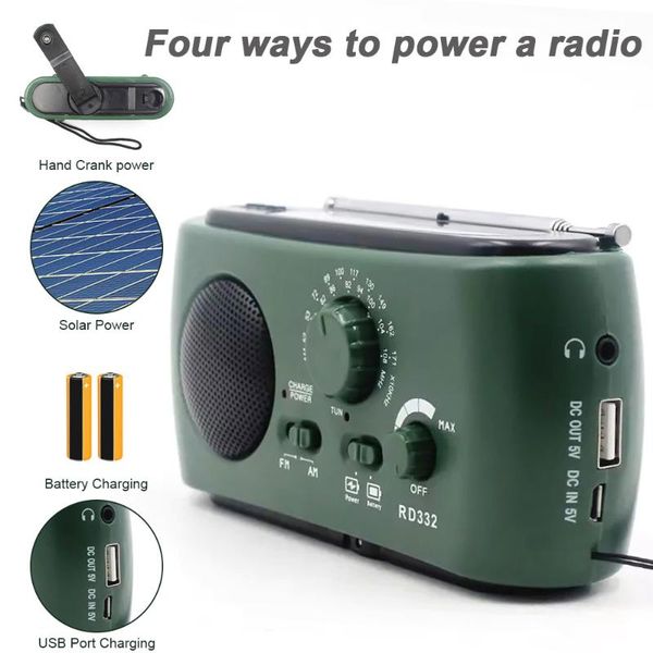 

new solar powered fm radio hand crank generator fm/am emergency radio 3 led light emergency charger alarm portable fm