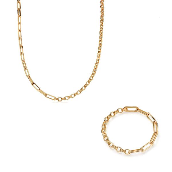 

double design necklace bracelet women's multi-level chain copper plated 18k gold, Silver