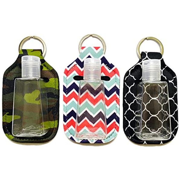 

3u4zneoprene sanitizer keychain bag 30ml printed hand soap bottle holder key ring
