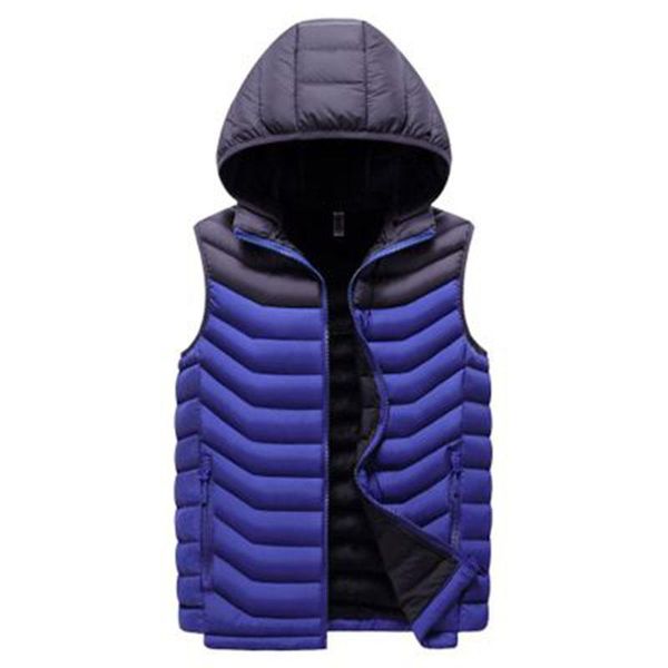 

men 2021 new thick hooded sleeveless vest jacket waistcoat men winter fashion casual warm cotton-padded vests waistcoat, Black;white