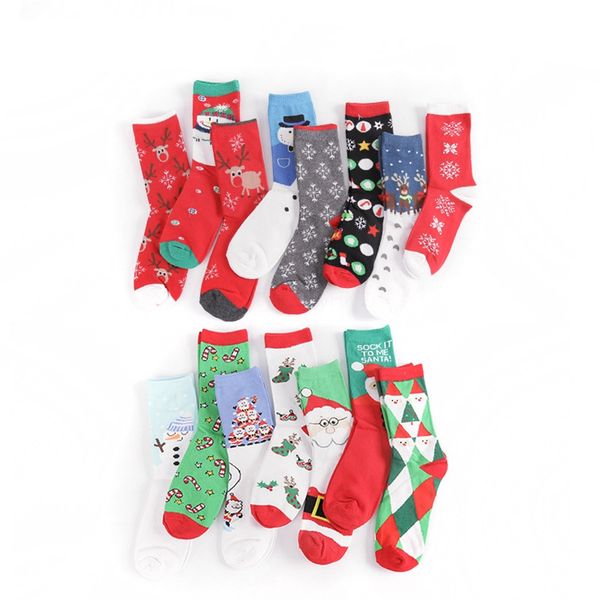 

autumn and winter new christmas socks cartoon cute socks#338, Pink;yellow