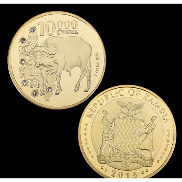 

rh re позолоченная мозаика африканская дикая природа замбия баффало памятная монета монета коллекционные монеты для бизнес подарки f bbyysi