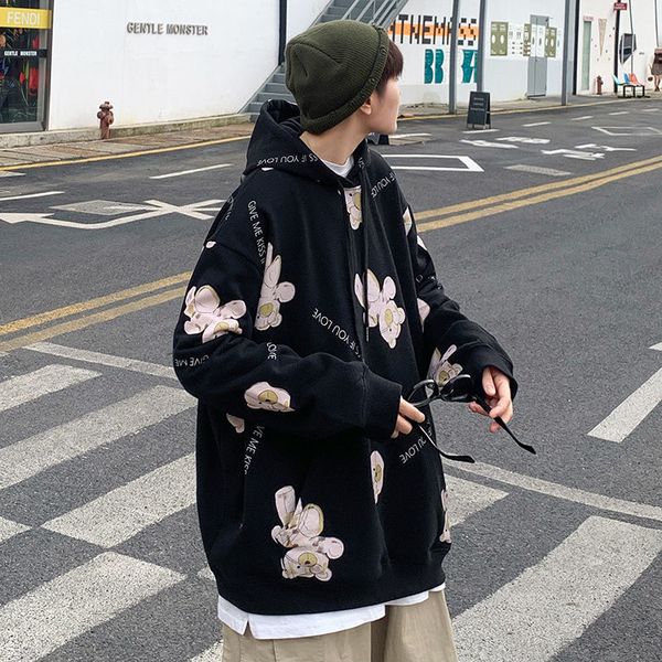 

2021 new autumn fashion men's hoodies casual oversized women sweatshirt hooded graphic printed street male hoodie lmxy, Black