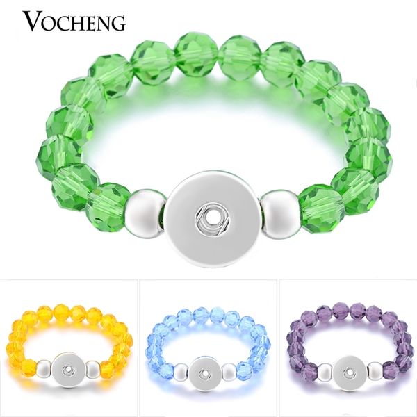 

10pcs/lot vocheng 8 colors interchangeable glass bead elastic strand bracelet fit 18mm snap button nn-459*10 y200730, Black
