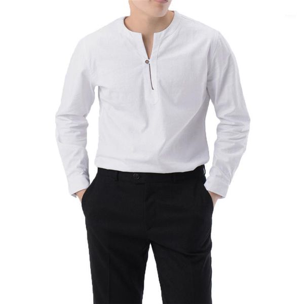 

men's plain colour shirt, one button v neck long sleeve shirt, men's fashion casual shirt, White;black