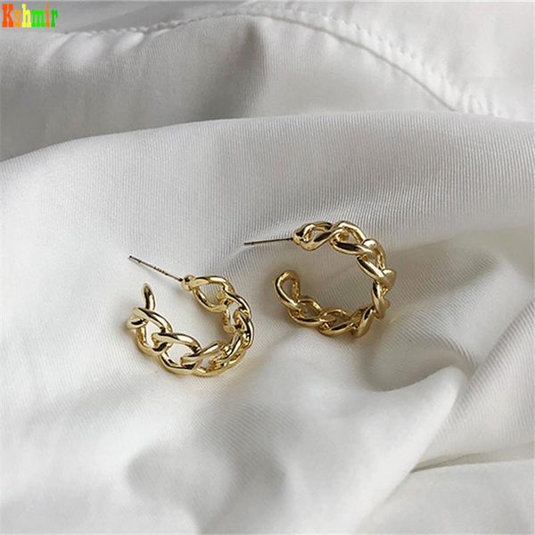

kshmir s925 earrings metal gold chain design c-word earrings fashion women's metal trend 2021, Silver