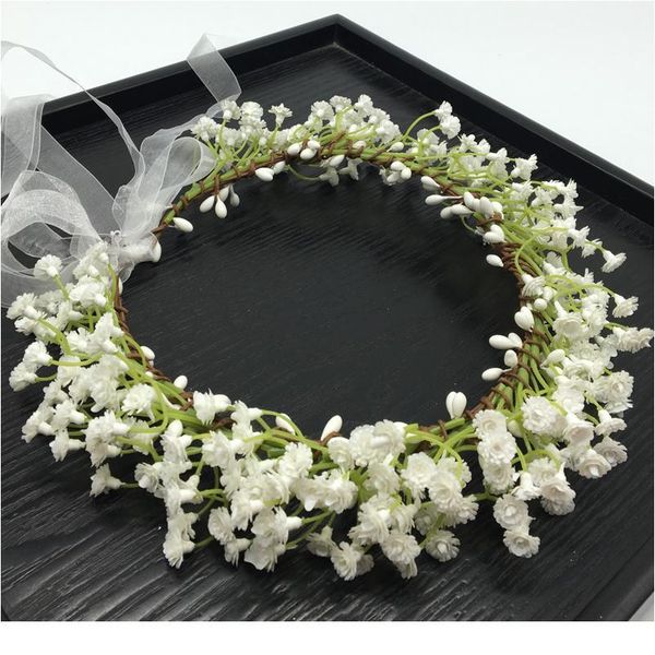 

breathable white flower wreath crown festival headband bride women hair accessories headdress flower garlands wedding qylkpn