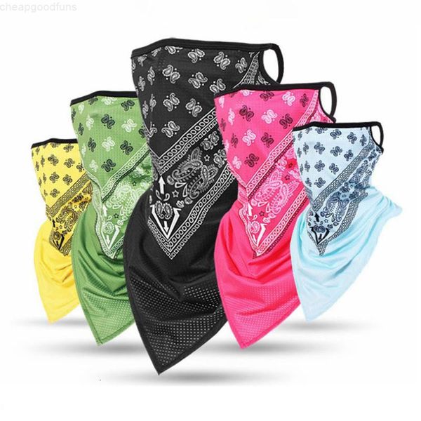 

fashion ice silk sport bandana triangle pendant face mask tube scarf neck legging cover fishing headband hiking accessory, Black