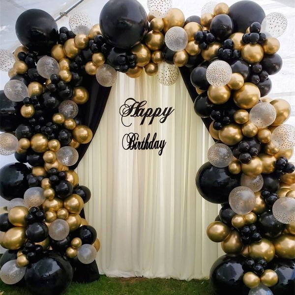 147 pezzi Kit arco ghirlanda palloncino oro nero Globos in lattice trasparente a pois cromati per la decorazione della festa di compleanno di nozze 220217