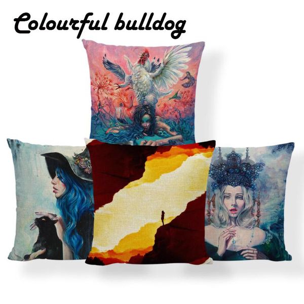 

girl character cushions witch flamingos cat pillows chicken patchwork wedding decorator bird throw pillow 43cm burlap funny