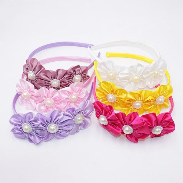 

hair accessories cute flowers girl hairband fashion pearls floral band kid sweet birthday gift headband bands, Slivery;white
