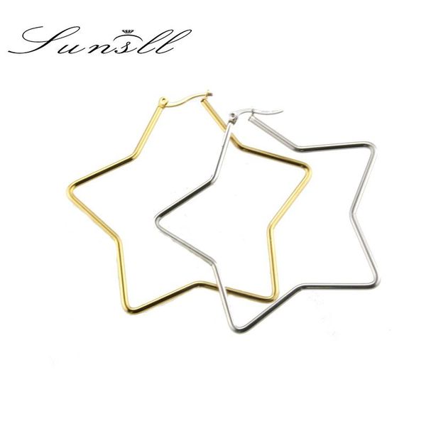 

sunsll new stainless steel earrings exaggerated big earring temperament star earrings women fashion simple jewelry earring gift, Golden;silver