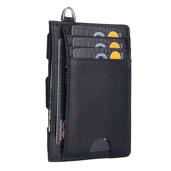 

fashion multifunction purse genuine leather wallet soft surface litchi grain card holder ultra-thin coin pocket, Red;black