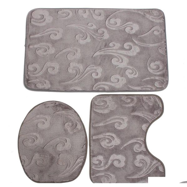 

wholesale-3pcs/set home bathroom door floor mat pad set soft coral fleece bath mat pedestal mat toilet washable fl qyltek bdebaby