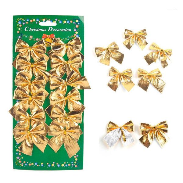 

72pcs/lot christmas tree decoration red silver gold color bowknot ornaments xmas wedding festival party tree bowknots decors1