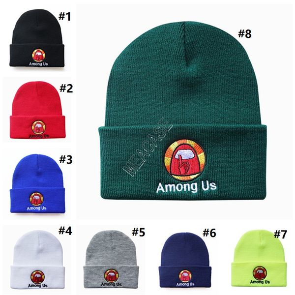 

among us game beanie cap embroidery anime cartoon knitting caps hat warm skull cap crochet hats ski tuque earmuffs gorros bonnet d121005, Yellow