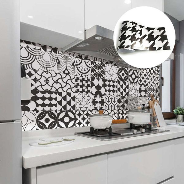 

meiji self adhive ceramic tile simulation european geometry waterproof and oil proof kitchen bathroom creative decorative wall paste