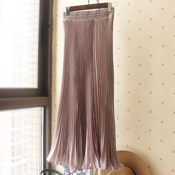 

2021 new female fashions maxi skirts plied style ruffle hem big swing spring elastic waist high skirt long g49h, Black