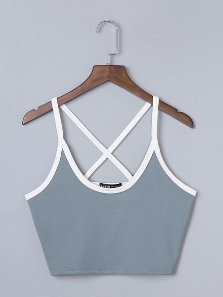 

criss cross contrast binding cami w3ut#, White