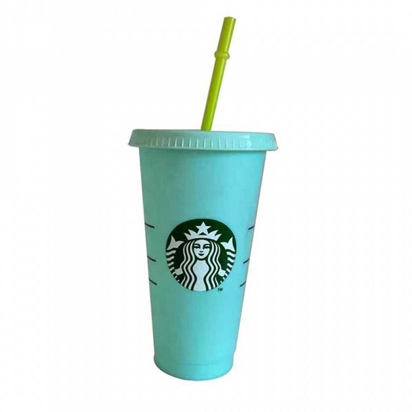 

starbucks creative water cup thermosensitive plastic colorchanging straw cup