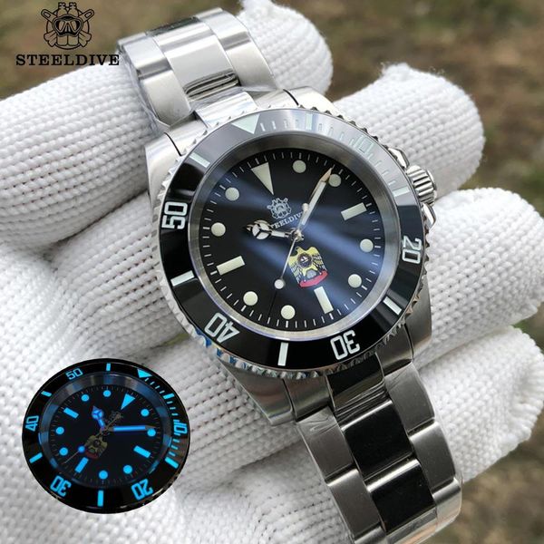 

steeldive 1954 marine oman matic traving watch 200m водонепроницаемый nh35 керамическая безель сапфир механические часы мужчины дивирующие ч, Silver