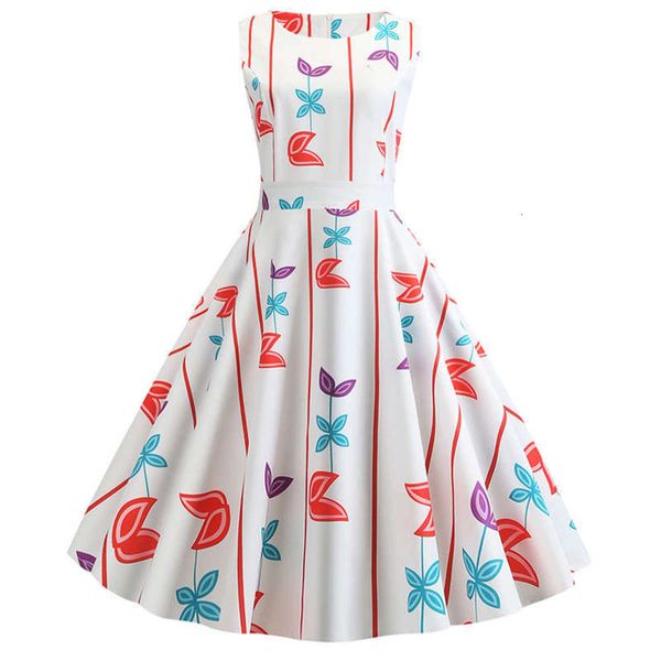 

print 2019 new hepburn style waistline dress, Black;gray