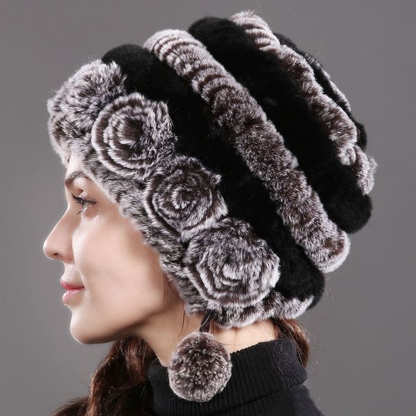 

russian rubber mesh beanies women's hats skullies hat 100% real natural rex rabbit skin caps, Blue;gray
