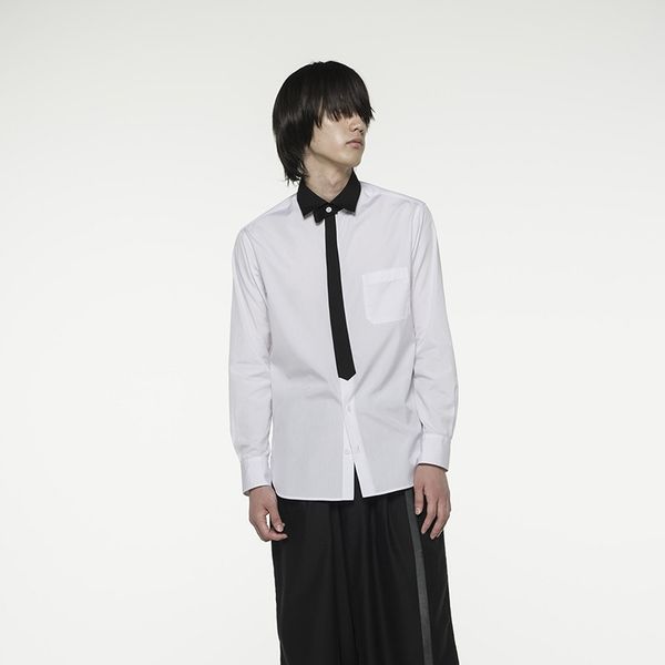 

2020 fashions s-6xl black and men's shirts splice single square collar breasted long white sleeve twenty-new hogc, White;black