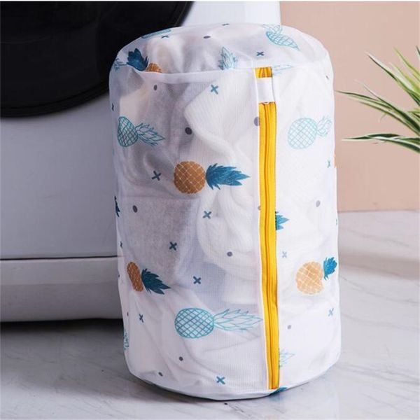 

pineapple printing zippered mesh laundry bag polyester washing net bag for underwear sock washing machine pouch clothes bra bags 12 n2