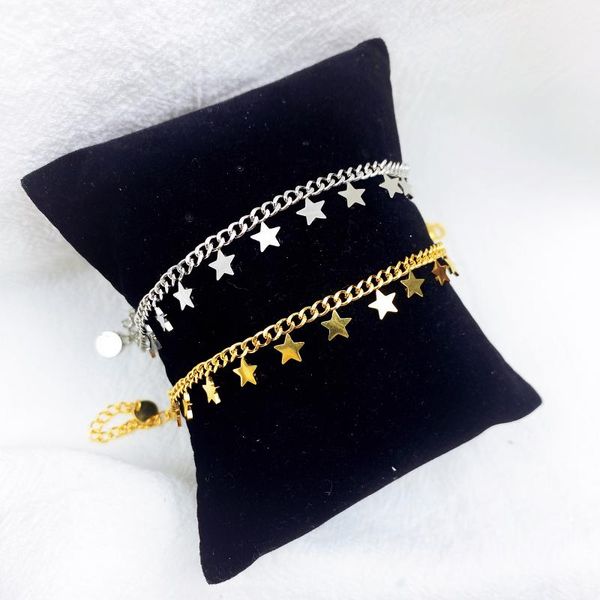 

boho punk heavy metal star chain bracelet bangle women men armband steampunk lock bracelets friend couple jewelry, Black