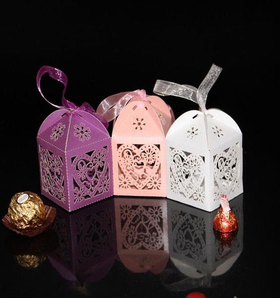 

500 pcs hollow laser cut heart shaped ribbon bride wedding decoration favor gift bags baby shower candy boxes wmtzul xhhair