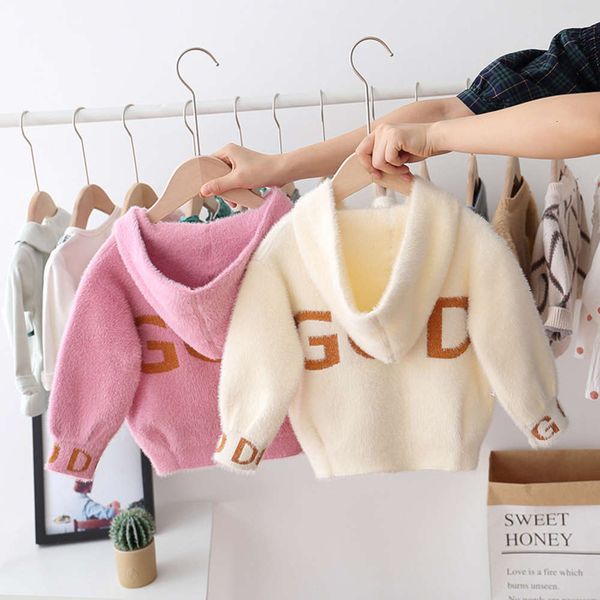 

2019 girls' sweater in autumn drs new mink cashmere cardigan fashion coat boutique children's wear, Blue