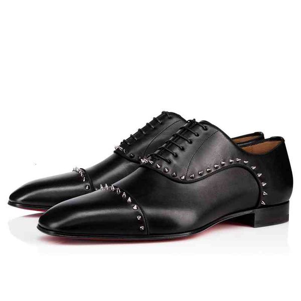 

luxury men patent leather loafers flats almond shaped toes rivets dress shoes lace-up sapato feminino homecoming, Black