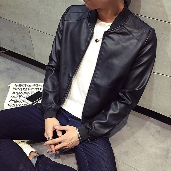 

2021 new fashion spring autumn mens faux soft leather jacket pu black wine red zippers pachwork long sleeve motorcycle coat1