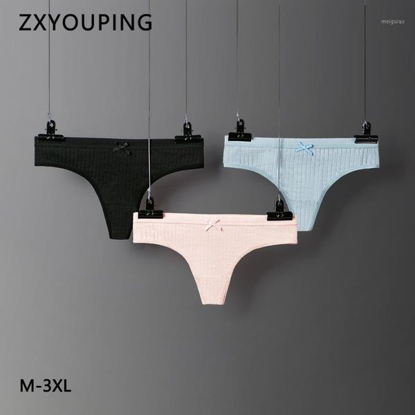 

3pcs/lot cotton g-string women panties low rise solid color soft thong seamless underwear bow lingerie intimates -3xl new1, Black;pink