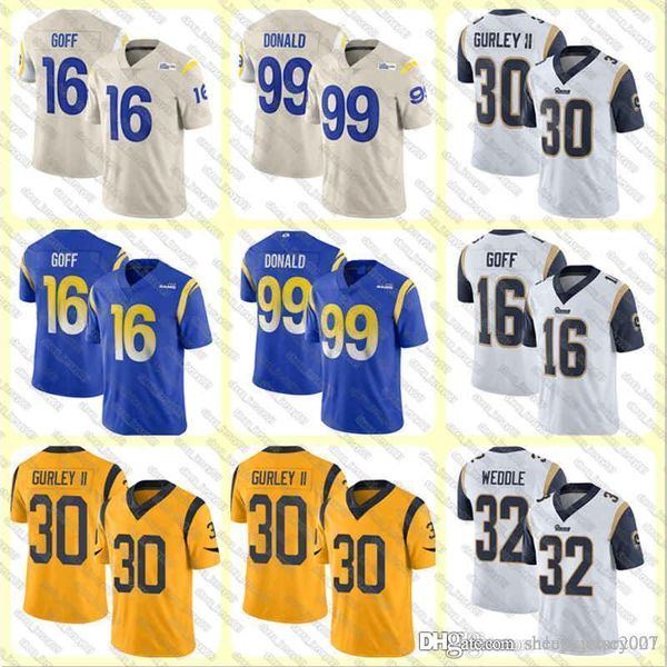 

2020 новые пользовательские мужчины лос анджелес youth jersey new rams 99 аарон дональд 16 джаред гофф 10 купер купп роберт вудс джален рэмс, Black;red