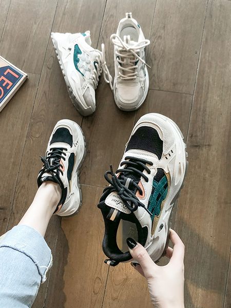 

new style of versatile thick bottom net red fashion leisure street sports shoes in 2020, Black