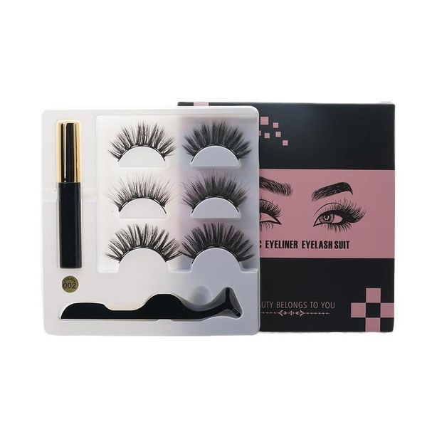 

false eyelashes natural magnet silk dramatic volume three pairs of 3d magnetic eyeliner liquid