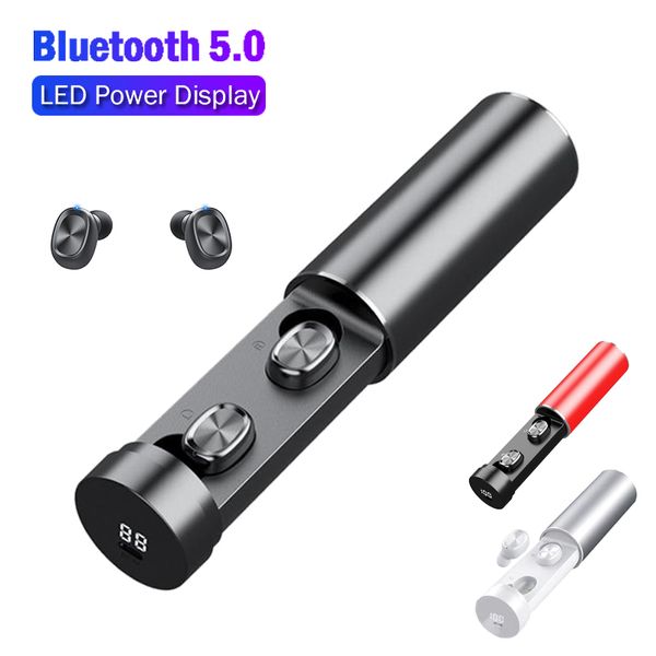 B9 TWS Bluetooth Kulaklık Kablosuz 8D HIFI Spor Kulaklık Kulakiçi Oyunu Kulaklık Mic ile Metal Oyun Müzik Kulaklık Dokunmatik Düğme