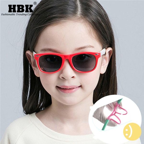 

hbk new polarized kids sunglasses boys girls baby tr90 silicone infant fashion square sun glasses uv400 eyewear child shades, White;black