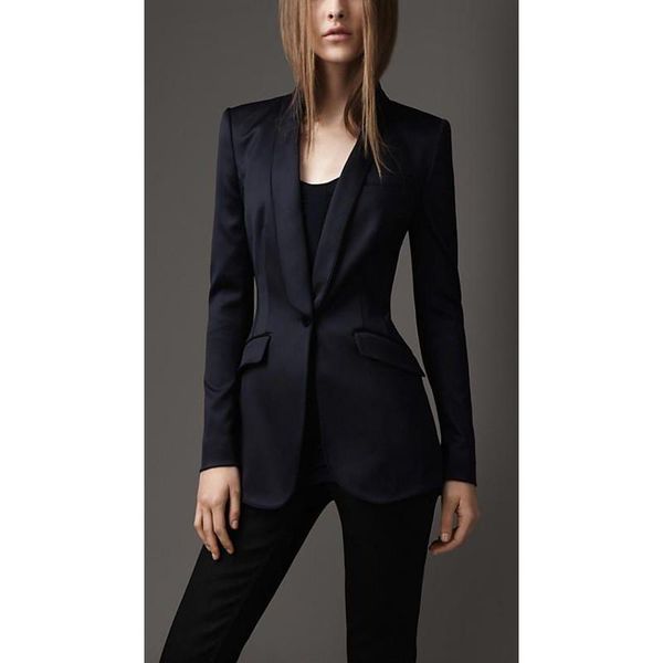

women's two piece pants handsome fashion black women tuxedos shawl lapel suits for one button business, White