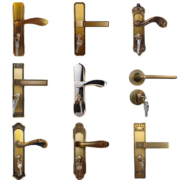

yellow bronze bedroom door lock new chinese indoor mute handle room wooden door handle lock(the logistics price pls contact us)